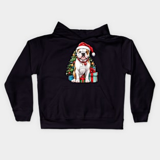 Christmas American Bulldog Santa Hat Xmas Family Sweater Kids Hoodie